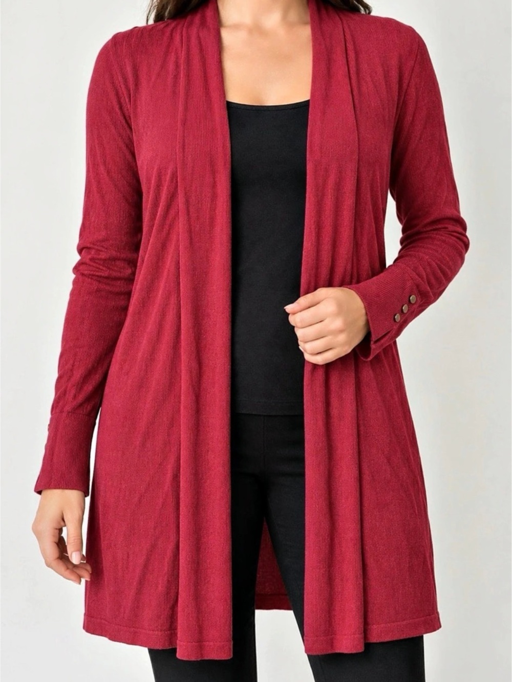 White House Black Market Red Open Front Cardigan Size Medium